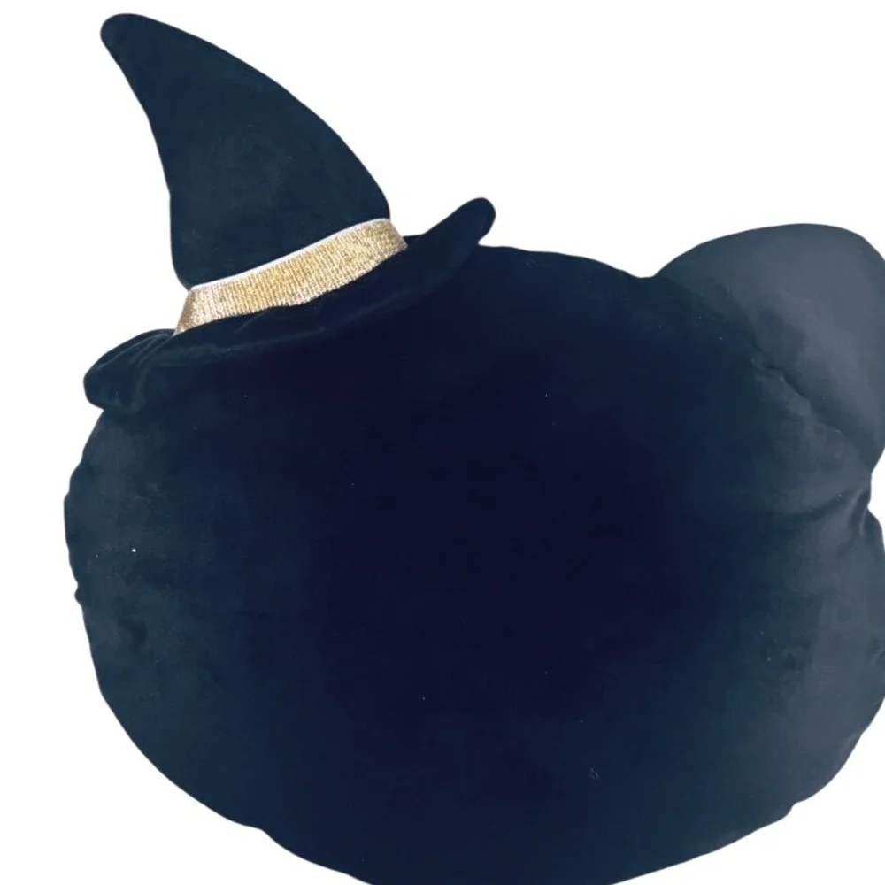 CAT FACE Decorative PILLOW BLACK with Halloween Hat on 12